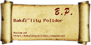 Bakálity Polidor névjegykártya